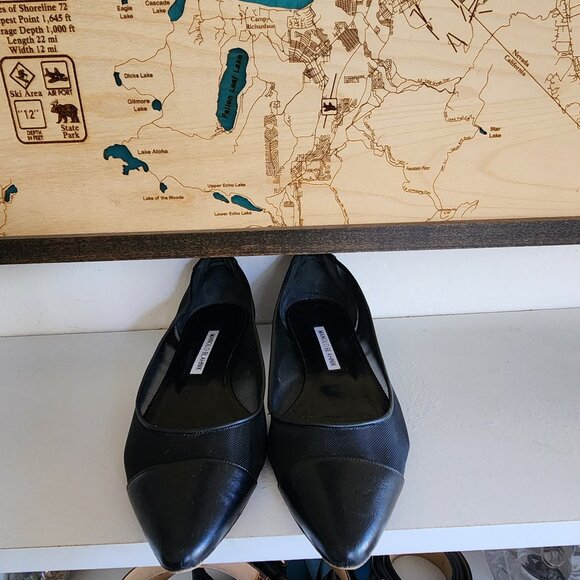 Manolo Blahnik black mesh/leather shoes/ballet flats sz 37 1/2 or US Sz 7.5 - Picture 3 of 10